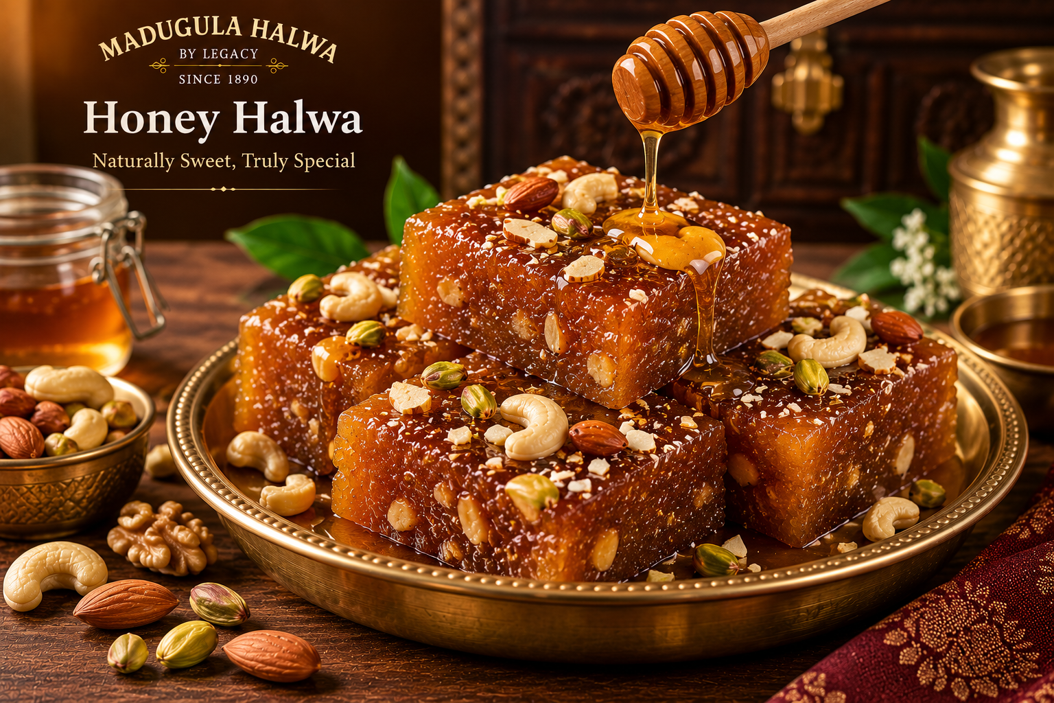 Honey Halwa with nuts and honey